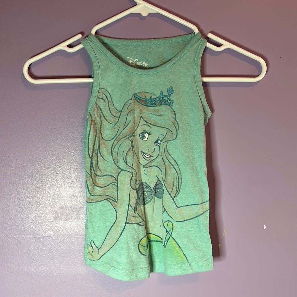 Disney Princess Aqua Blue Tank Top Girl's Size XS Sleeveless Graphic Tee